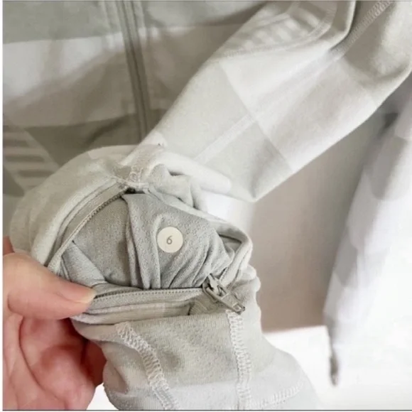 Lululemon Stride jacket white silver spoon wide multi stripe zip up - Picture 7 of 9